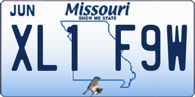 MO license plate XL1F9W