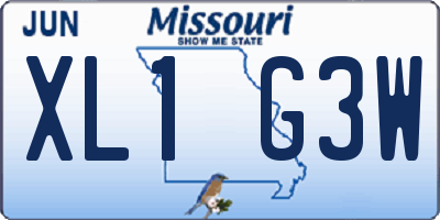MO license plate XL1G3W