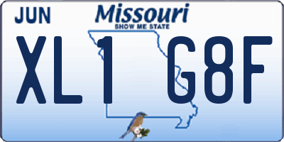 MO license plate XL1G8F
