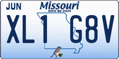 MO license plate XL1G8V