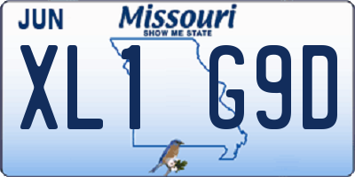 MO license plate XL1G9D