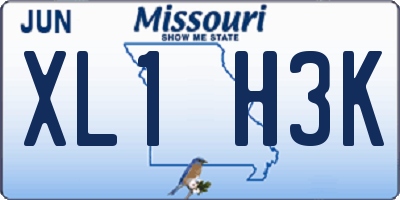 MO license plate XL1H3K