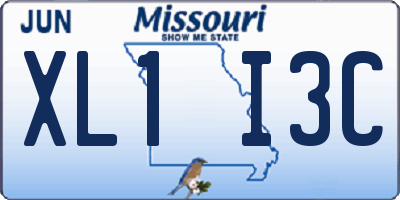 MO license plate XL1I3C
