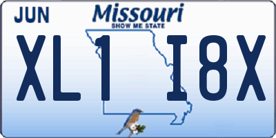 MO license plate XL1I8X
