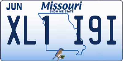 MO license plate XL1I9I
