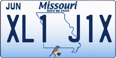 MO license plate XL1J1X