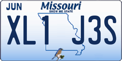 MO license plate XL1J3S