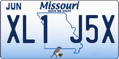 MO license plate XL1J5X