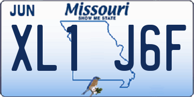 MO license plate XL1J6F