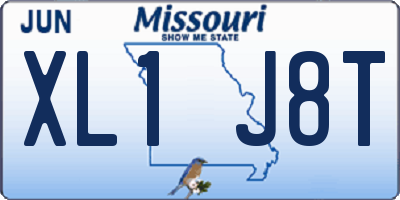 MO license plate XL1J8T