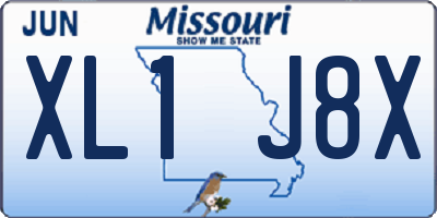 MO license plate XL1J8X