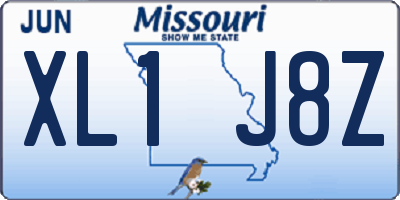 MO license plate XL1J8Z