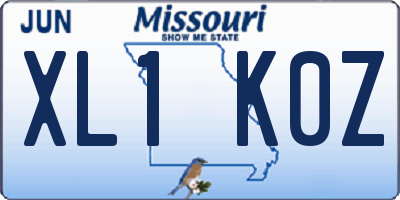 MO license plate XL1K0Z