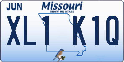 MO license plate XL1K1Q