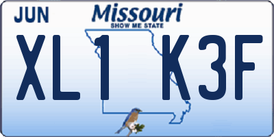 MO license plate XL1K3F