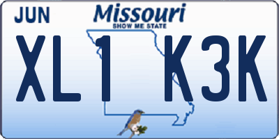 MO license plate XL1K3K
