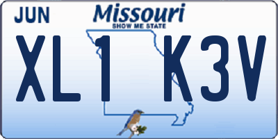 MO license plate XL1K3V