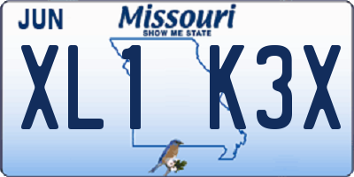 MO license plate XL1K3X