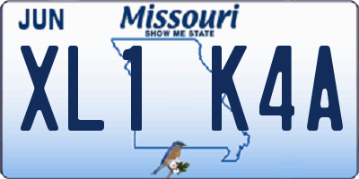 MO license plate XL1K4A