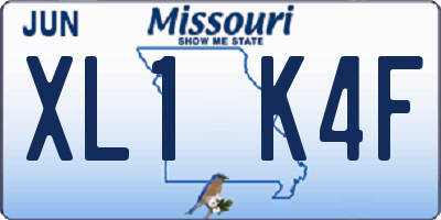 MO license plate XL1K4F