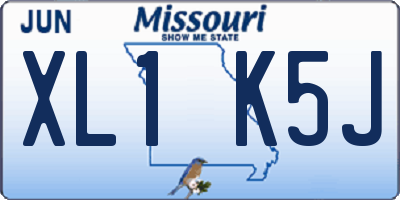 MO license plate XL1K5J