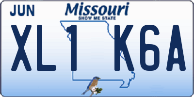 MO license plate XL1K6A