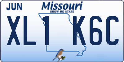 MO license plate XL1K6C