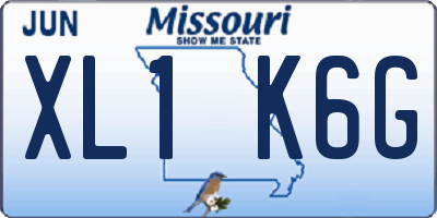 MO license plate XL1K6G