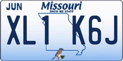 MO license plate XL1K6J
