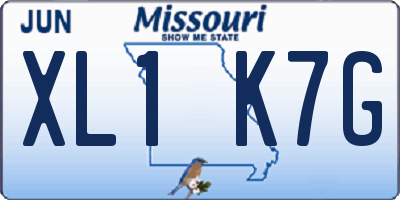 MO license plate XL1K7G