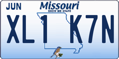 MO license plate XL1K7N