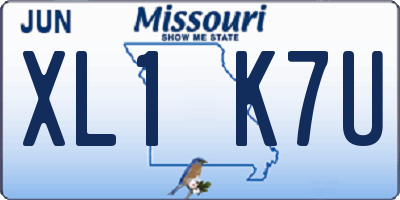 MO license plate XL1K7U