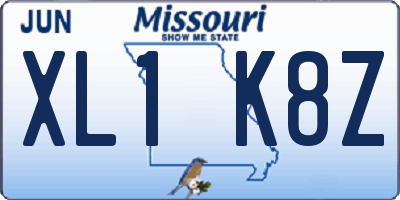 MO license plate XL1K8Z
