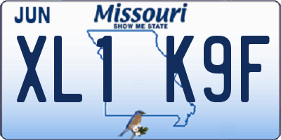 MO license plate XL1K9F