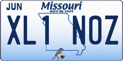 MO license plate XL1N0Z