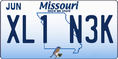 MO license plate XL1N3K