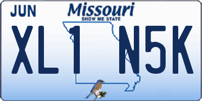 MO license plate XL1N5K