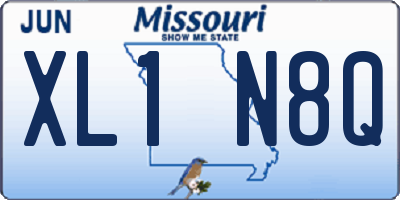 MO license plate XL1N8Q
