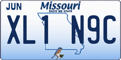 MO license plate XL1N9C