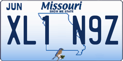 MO license plate XL1N9Z