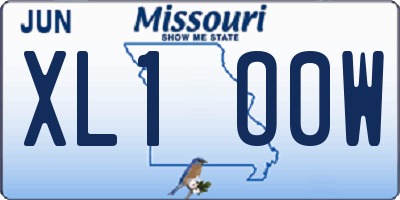 MO license plate XL1O0W