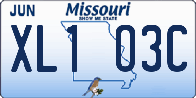 MO license plate XL1O3C