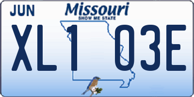 MO license plate XL1O3E