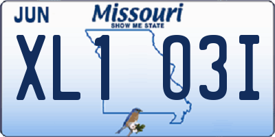 MO license plate XL1O3I