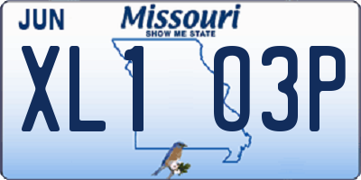 MO license plate XL1O3P