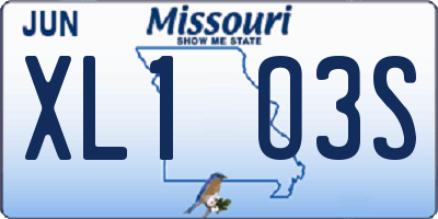 MO license plate XL1O3S