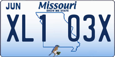 MO license plate XL1O3X