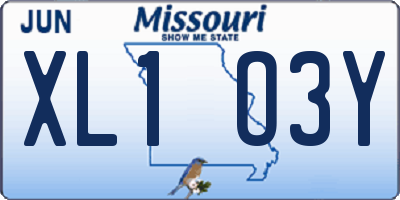MO license plate XL1O3Y