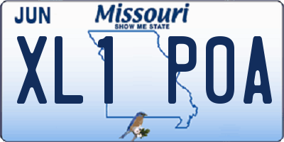MO license plate XL1P0A