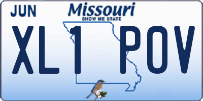 MO license plate XL1P0V